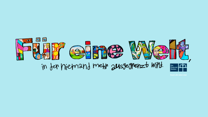 Zum Download: Bildschirmhintergrund „Für eine Welt“ – Version blau