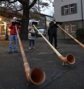Adventsmarkt 2025 – Alphornbläser im Schlosshof Adventsmarkt 2025 – Alphornbläser im Schlosshof