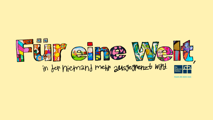 Zum Download: Bildschirmhintergrund „Für eine Welt“ – Version gelb