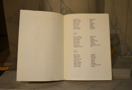 Aufgeschlagenes Buch mit Namen bekannter Opfer